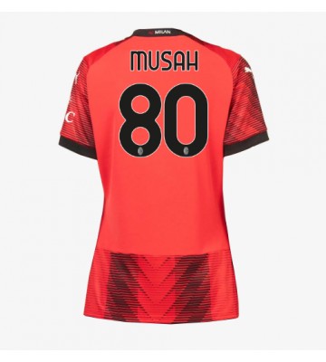 AC Milan Yunus Musah #80 Primera Equipación Mujer 2023-24 Manga Corta